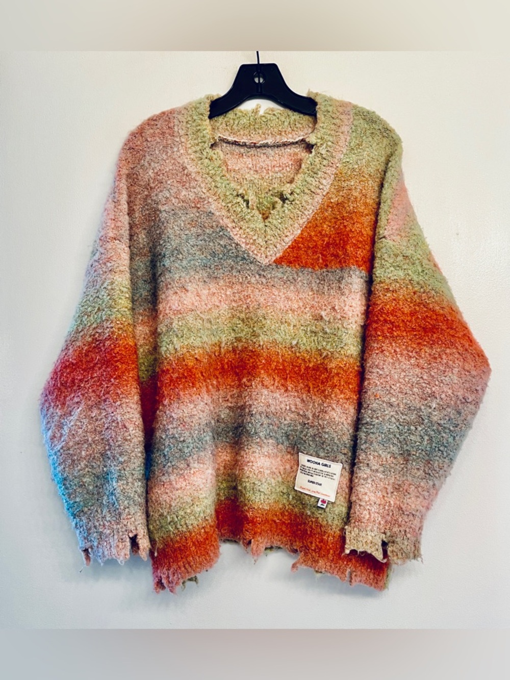 Dolls Kill WooHa Girls oversized sweater vibrant, multi-colored texture Sz.S